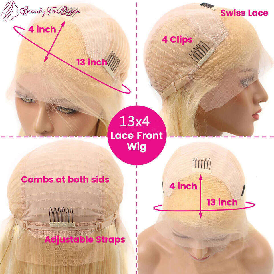 Blue Short Bob Wig Lace Front Human Hair Wigs Straight Colored Transparent For Women