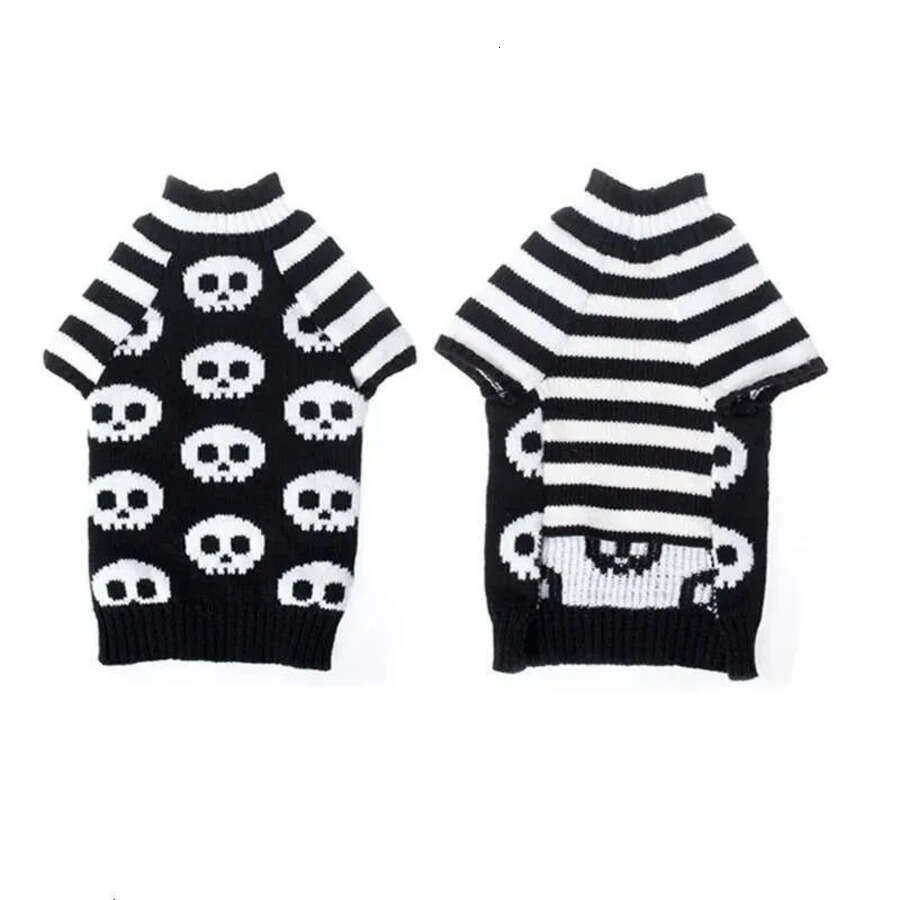 Striped Skull Clothes Cat Halloween Sleeve Pet Costume Puppy Little Milk Dog Sweater