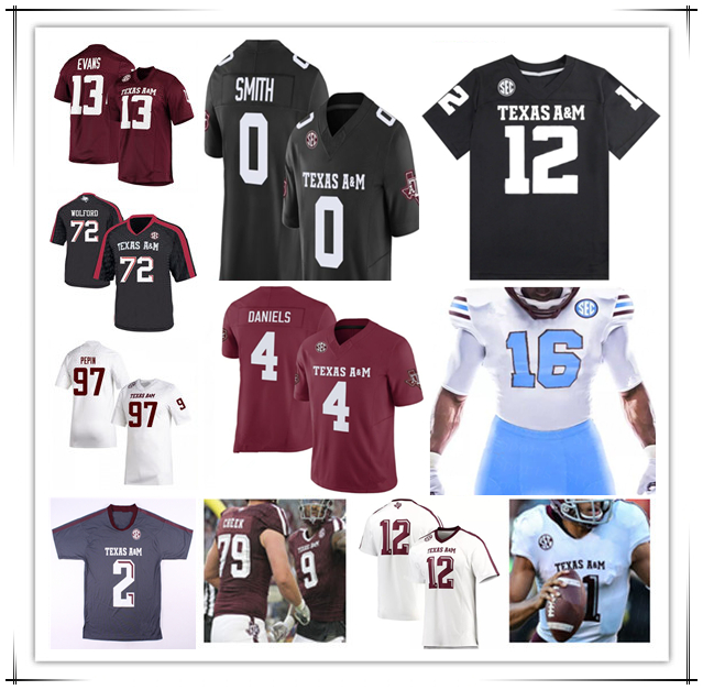 Aggies College Football Jersey Conner Weigman Marcel Reed Le'Veon Moss Amari Daniels Noah Thomas Cyrus Allen Jabre Barber Taurean York Shemar Turner Dalton Brooks 4X