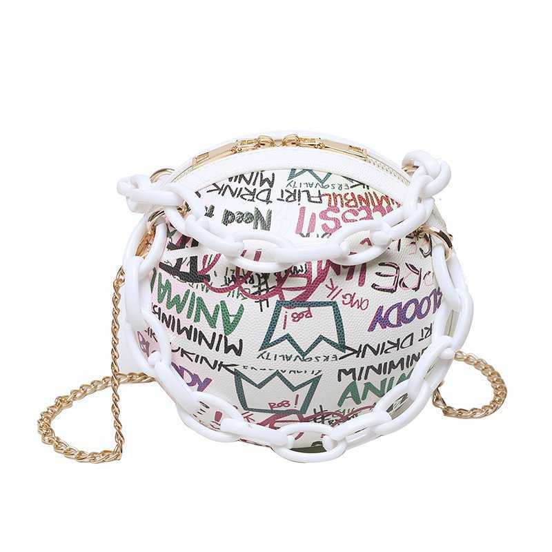 CMM Womens Bag New Trendy Stylish Personalized Crossbody Carrying Funny Graffiti Versatile Chain Basketball Bag