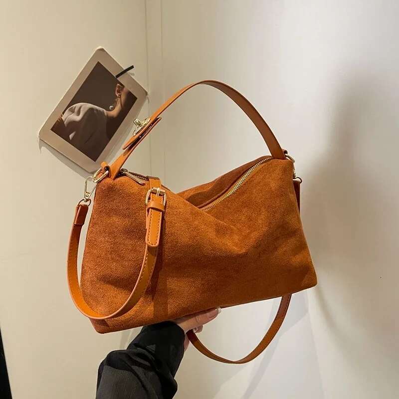 Zipper Fashion Suede Simplicity Shoulder and Crossbody Bags Solid High Quality Handbags for Women 2025 Classic Versatile Hbags