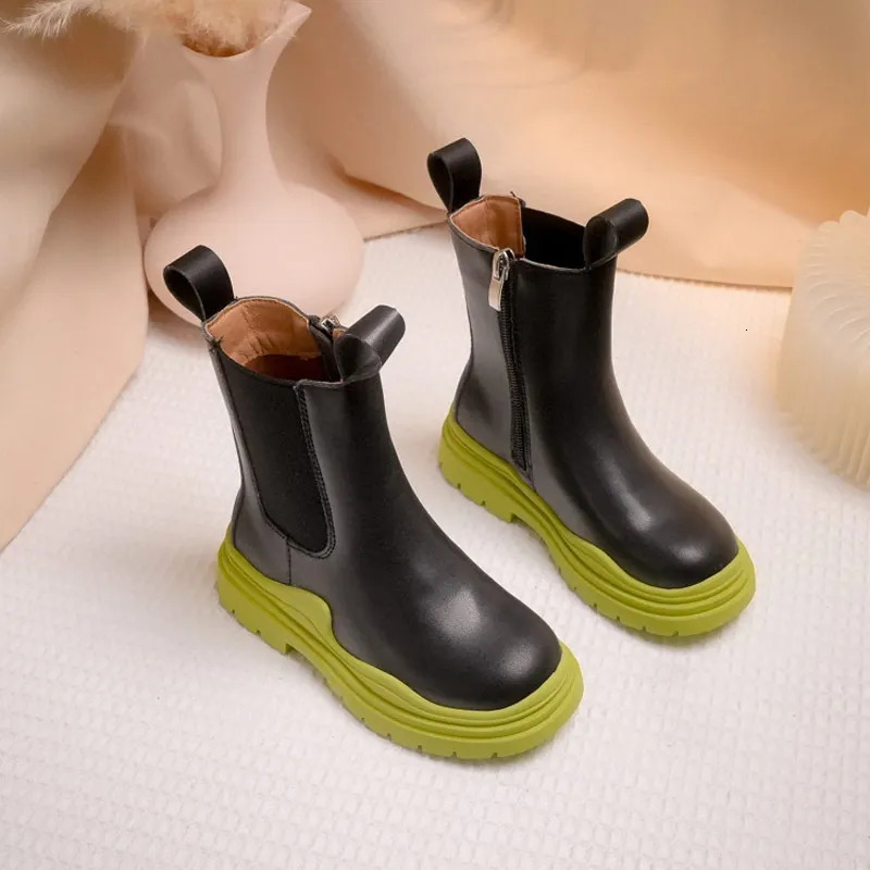 Childrens shoes Quality leather British style boots girls leather shoes Chelsea short boots childrens shoes Ankel boots 241028