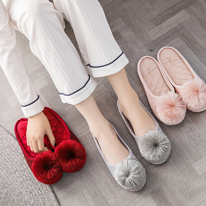 RedPinkGray Style At Home Slippers Indoor Winter Slippers Adult Women Soft Slipper Lovers Winter House Gilr Shoes 241025