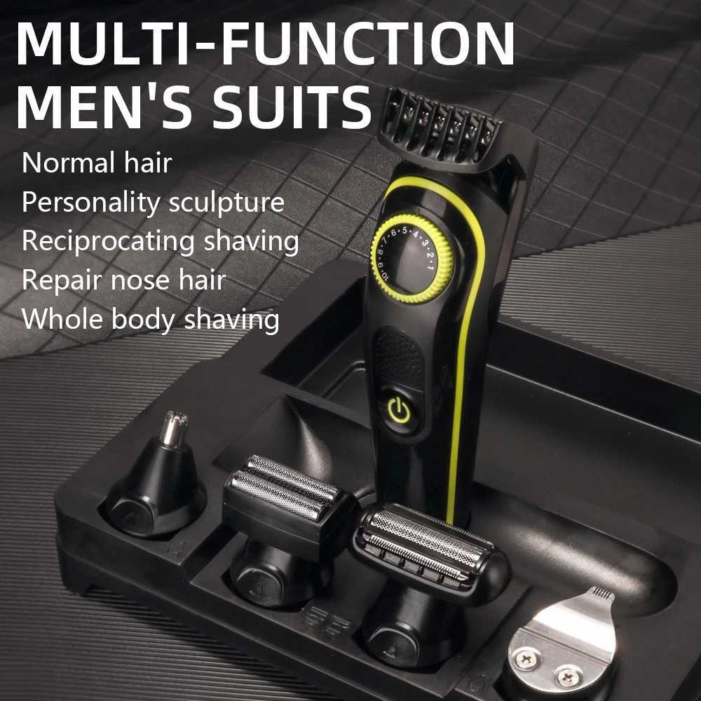 Kemei 5 in 1 LCD Electric Shaver for Long Beard Electric Razor Multifunctional USB Rechargeable Nose Hair Cutting Machine W250625