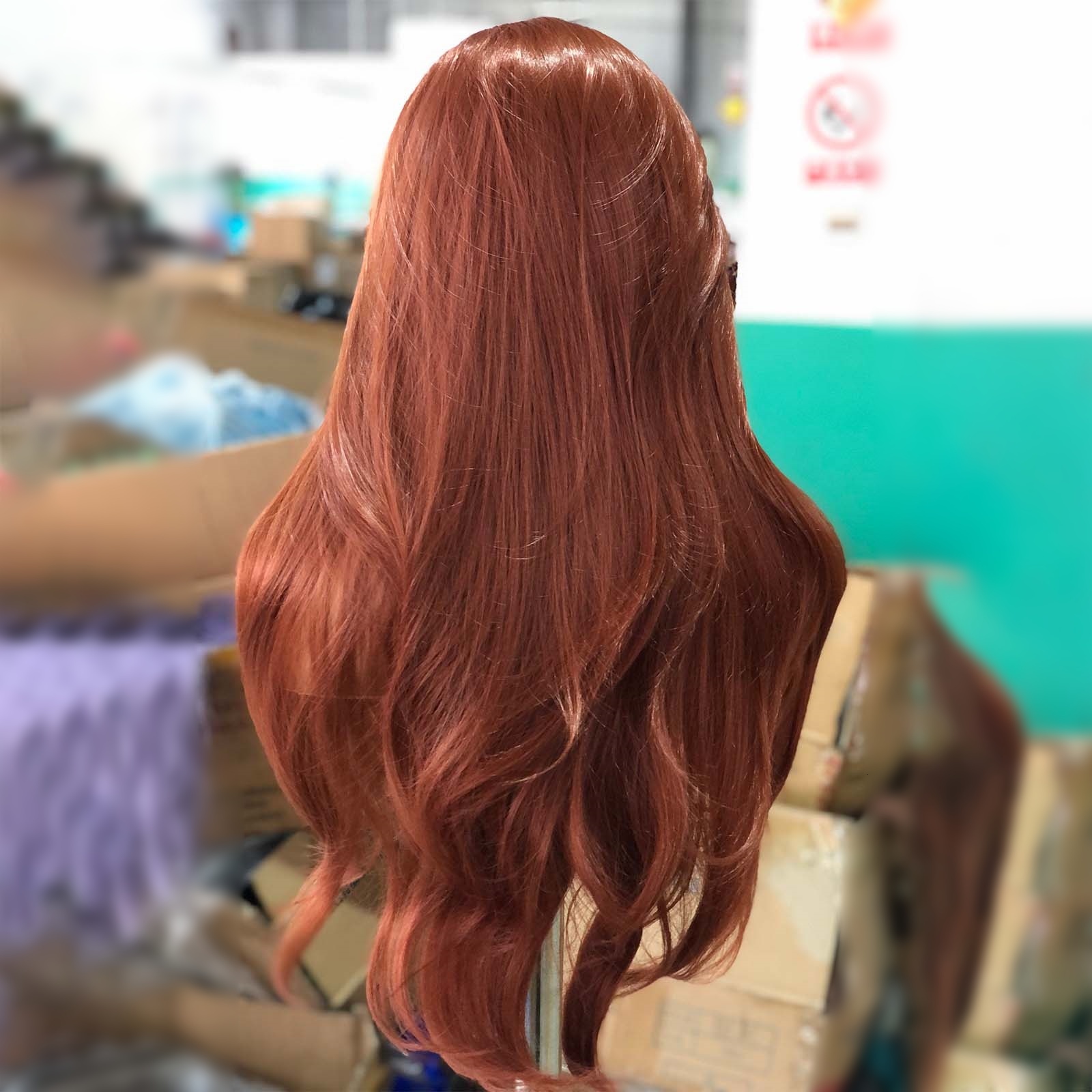 Reddish Natural Wavy Synthetic Front Wig Ginger Brown Copper Red Colored Hair Lace Frontal Wigs for Women Party