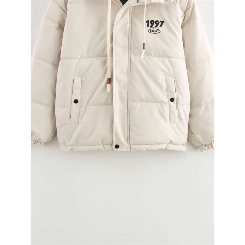 TRAFZA Women Fall Winter Padding Three-Color Hooded Fake Two-Piece Zipper Jacket New 2024 Fashion Casual Versatile Coat