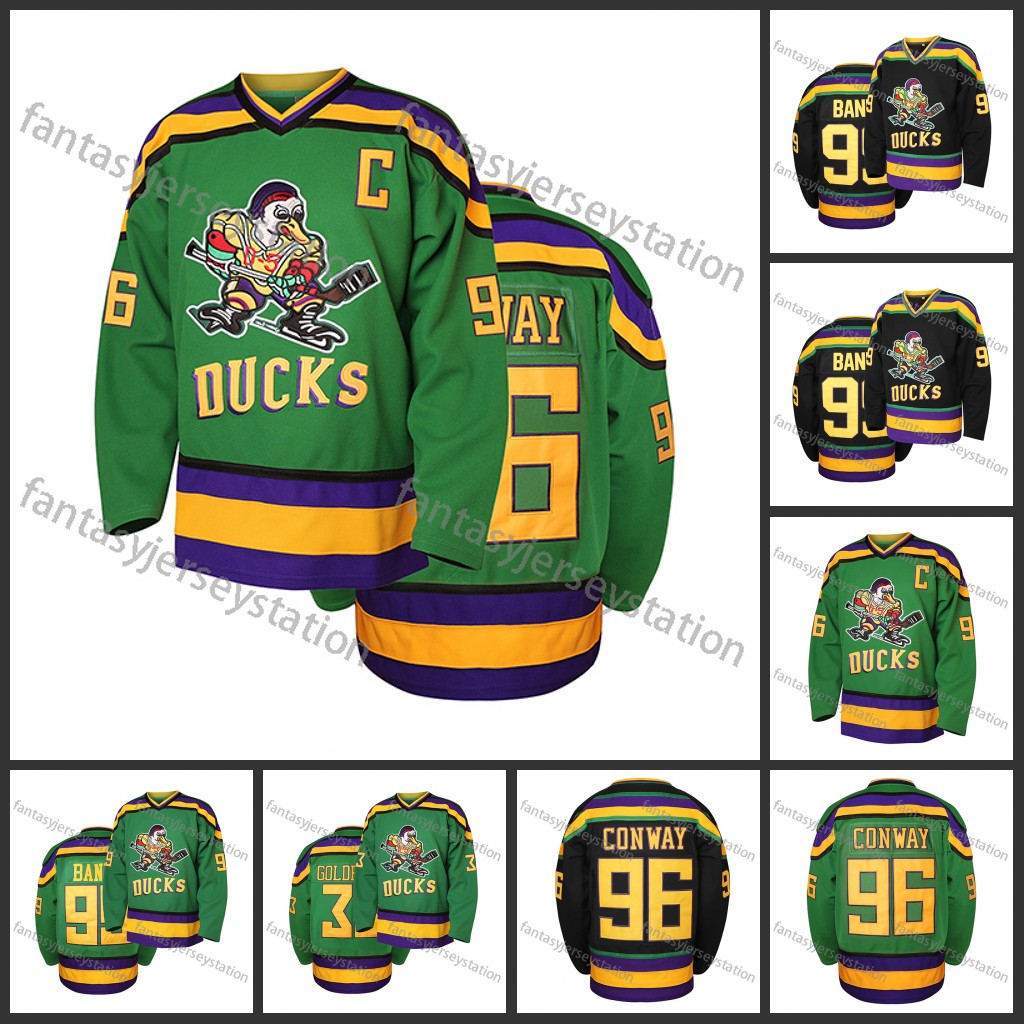 Men's Ice Hockey Jersey, Breathable Fancy Duck & Number 96 Green Embroidery Sports Uniform For Training & Competition
