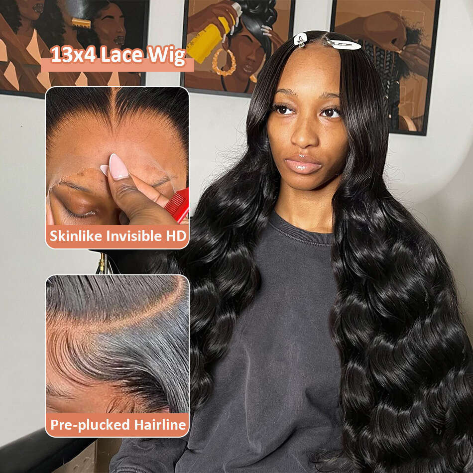 Density HD Transparent x Body Wave Lace Front Human Hair Wigs Brazilian Remy inch Frontal For Women