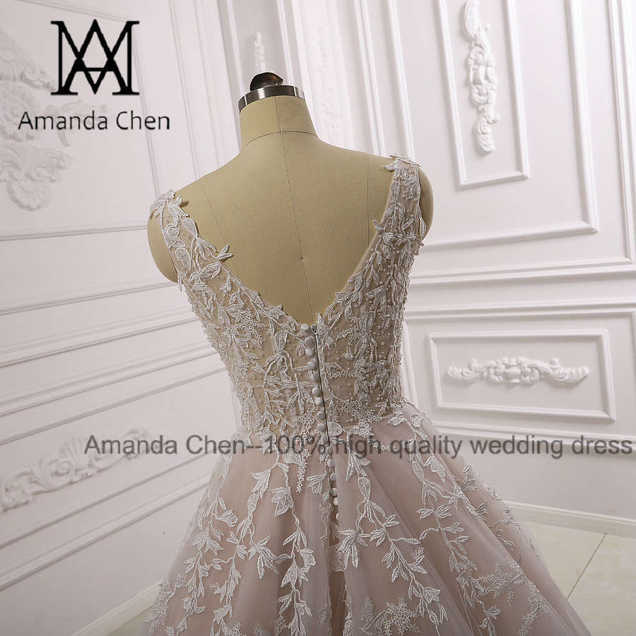 robe soiree Cap Sleeve V-Neck Lace Appliques Simple Elegant Wedding Dress
