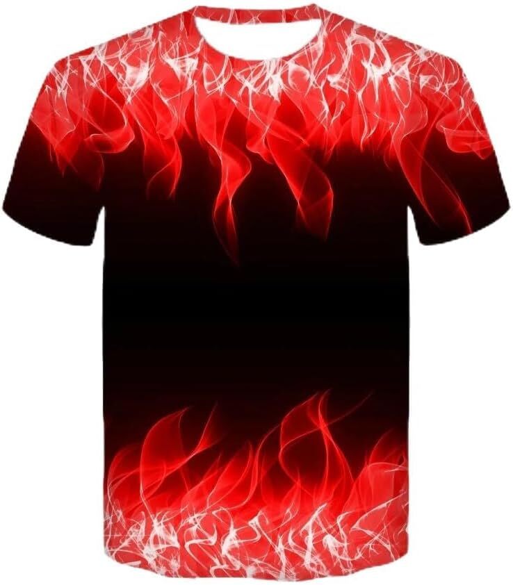 Mens T shirt Men's Fashion Cool Flame 3D Printed T Shirt Hipster Short Sleeve Casual Loose T-Shirt Summer Casual tops summer clothes cool