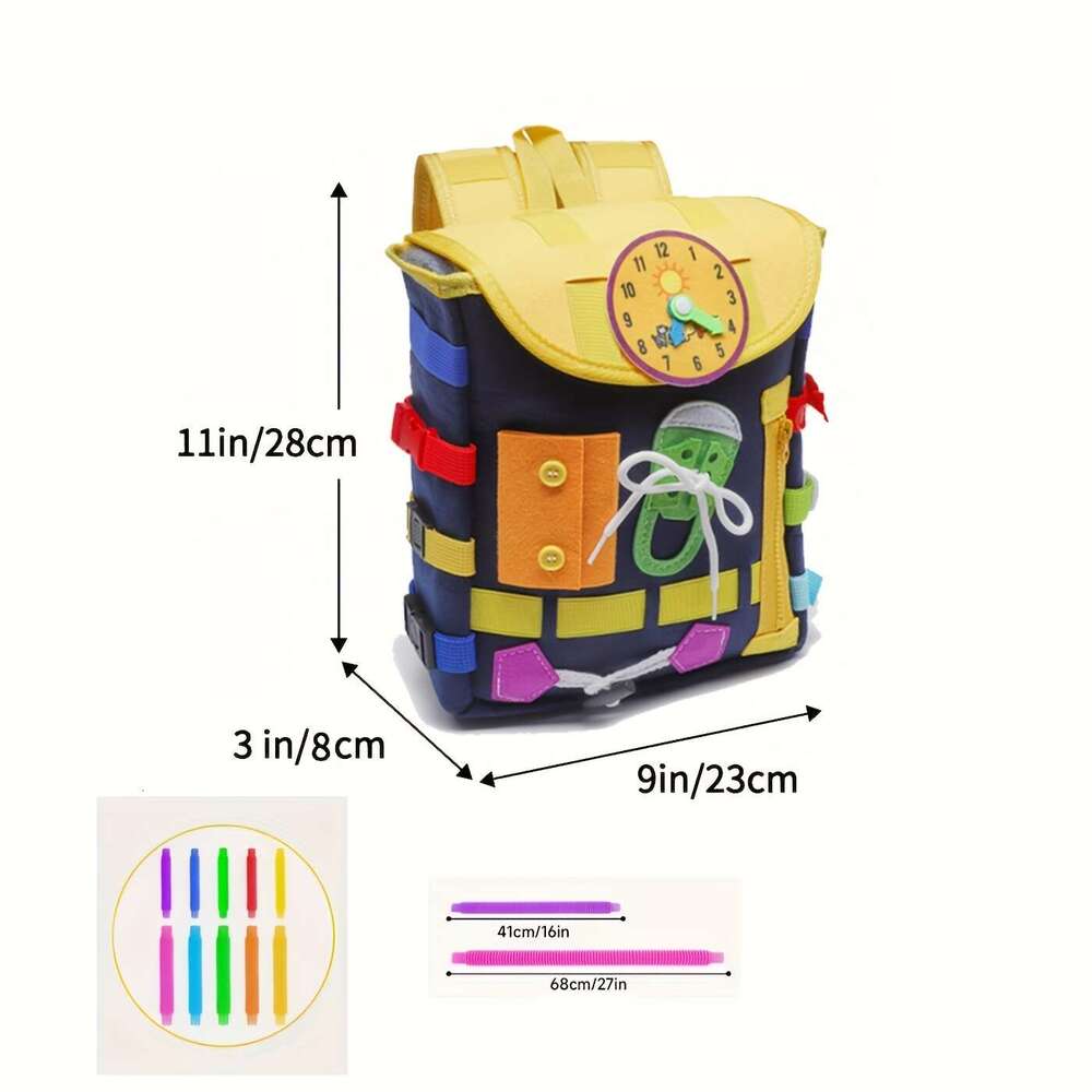 For Toddlers With Buckles Zippers, Sensory Toys, Learning Activity Through Play, Can Be Stored And Carried On The Back, Travel Toy Backpack