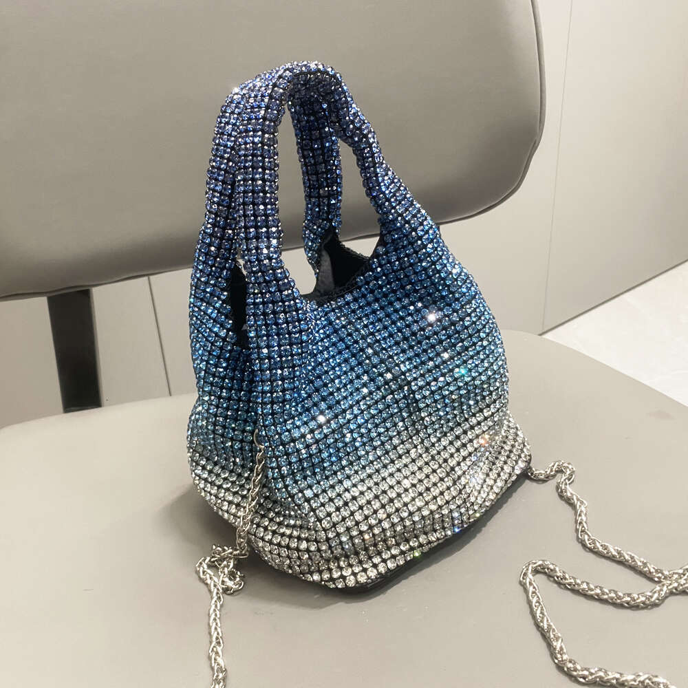 Shiny Crystal Clutch purse bucket Shoulder bag rhie Handmade purses and handbags Designer Evening clutch Bag Purse