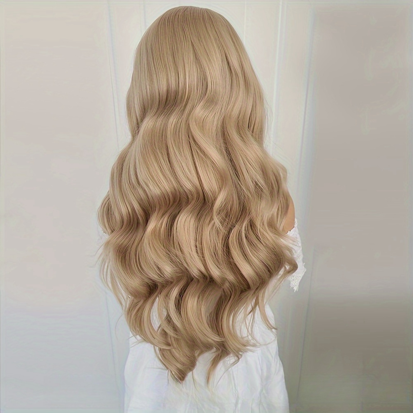 Ash Brown Front Wig Synthetic Hair Loose Body Wave Long Blonde Curly Natural Wavy Colored 13X4 Lace Frontal Wigs for Women