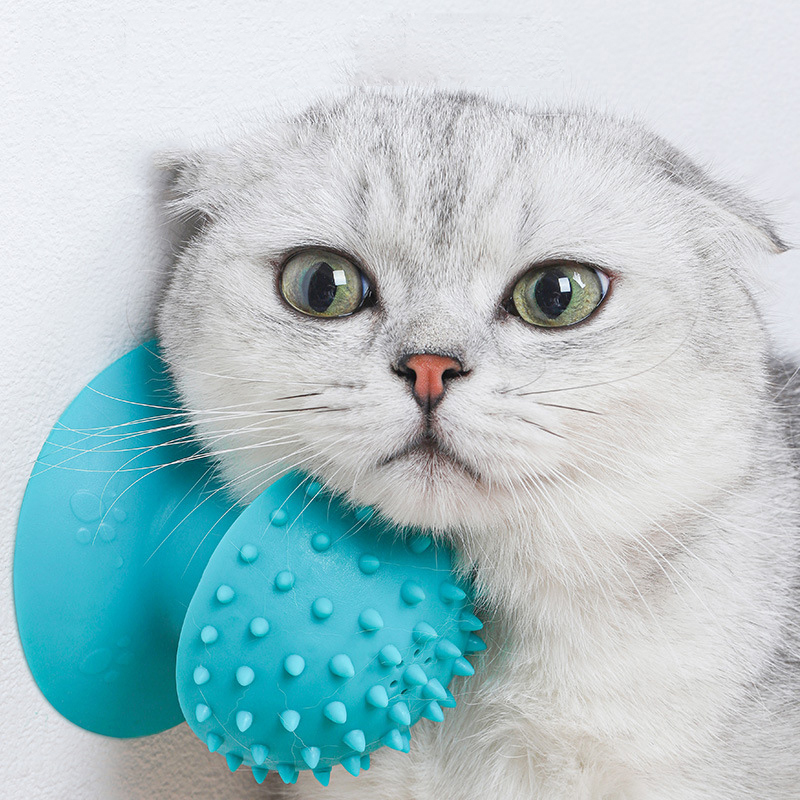 Self Groomer Brush: Caip Cat Scratcher, Massage Brush, TPR Sucker Itching Tool For Pet Grooming
