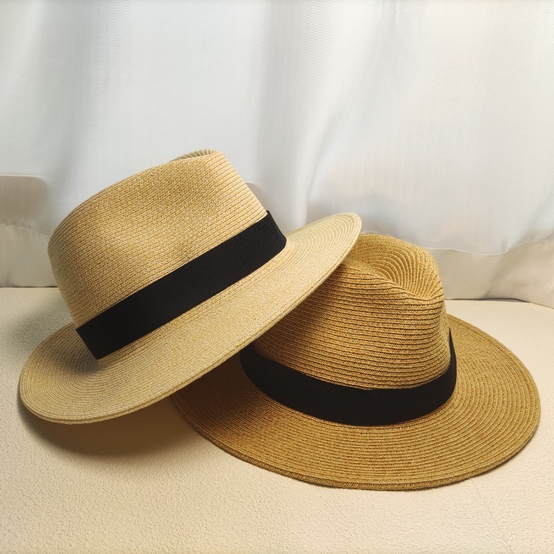 High end Fashion design men's braided straw sun protection hat, women's street top hat