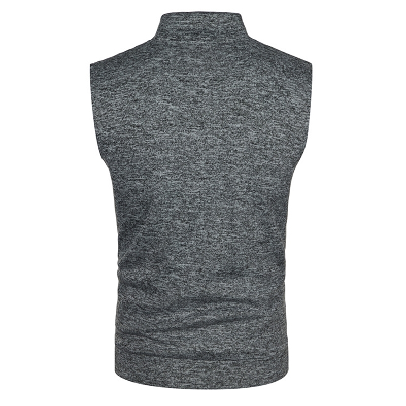 Autumn and winter mens knitted velvet fashion casual top zipper vest sleeveless high neck fleece solid color wear 241025