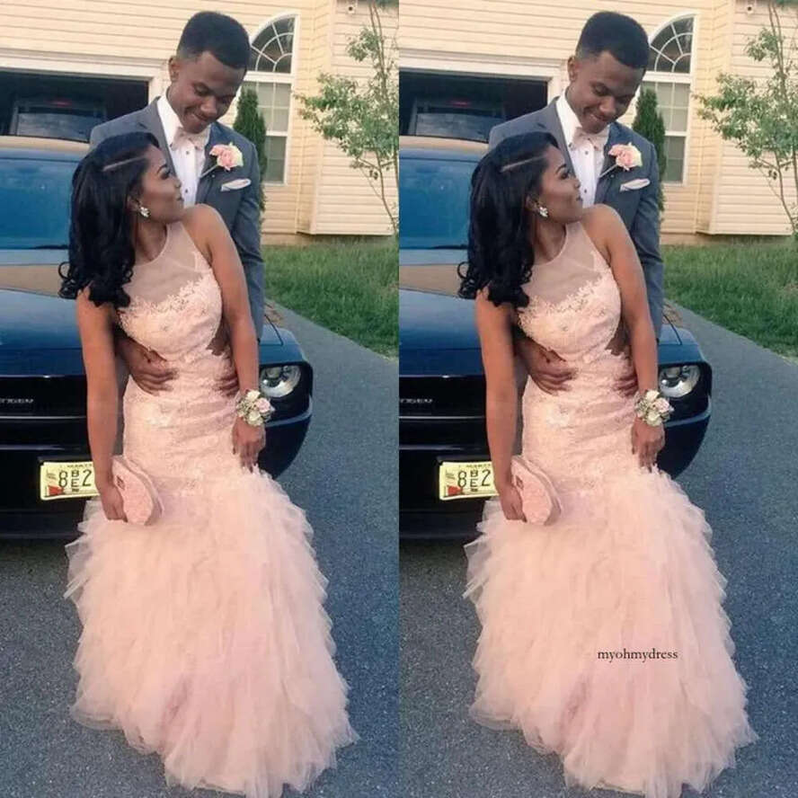 Modest African Mermaid Prom Dresses 2021 Sheer Jewel Neck Black Girls Women Special Ocn Dress Formal Evening Gowns L39 0510