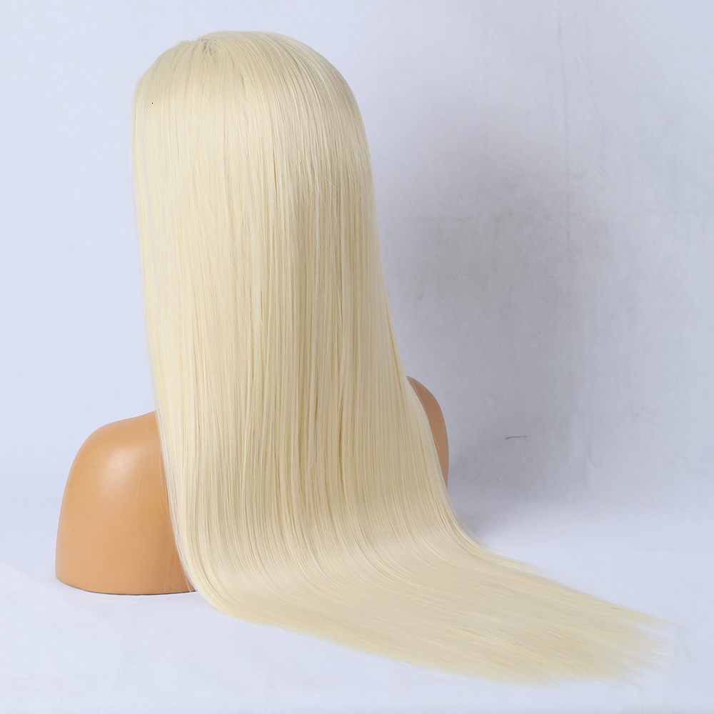 RONGDUOYI 613 Blonde Silky Straight Synthetic Lace Front Wig Glueless Natural Haire Hair Frontal Wigs for Women Daily Party