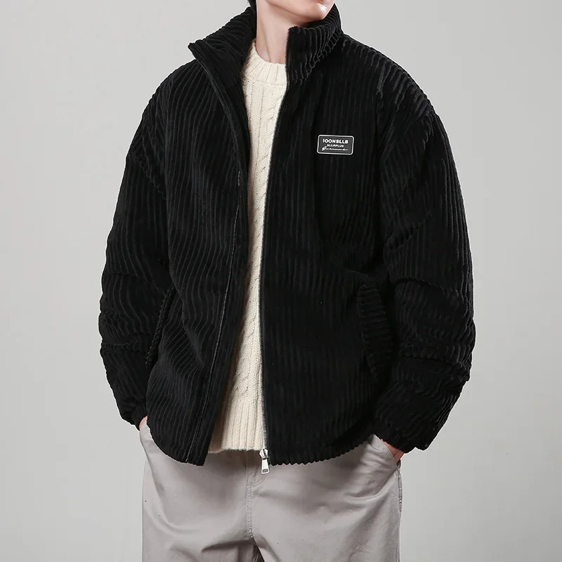 Warm Loose Parka Coat Corduroy Short Jacket Man Solid Zip Windbreaker Winter Mens Casual Windbreake Male Cotton Jackets Padded 241024