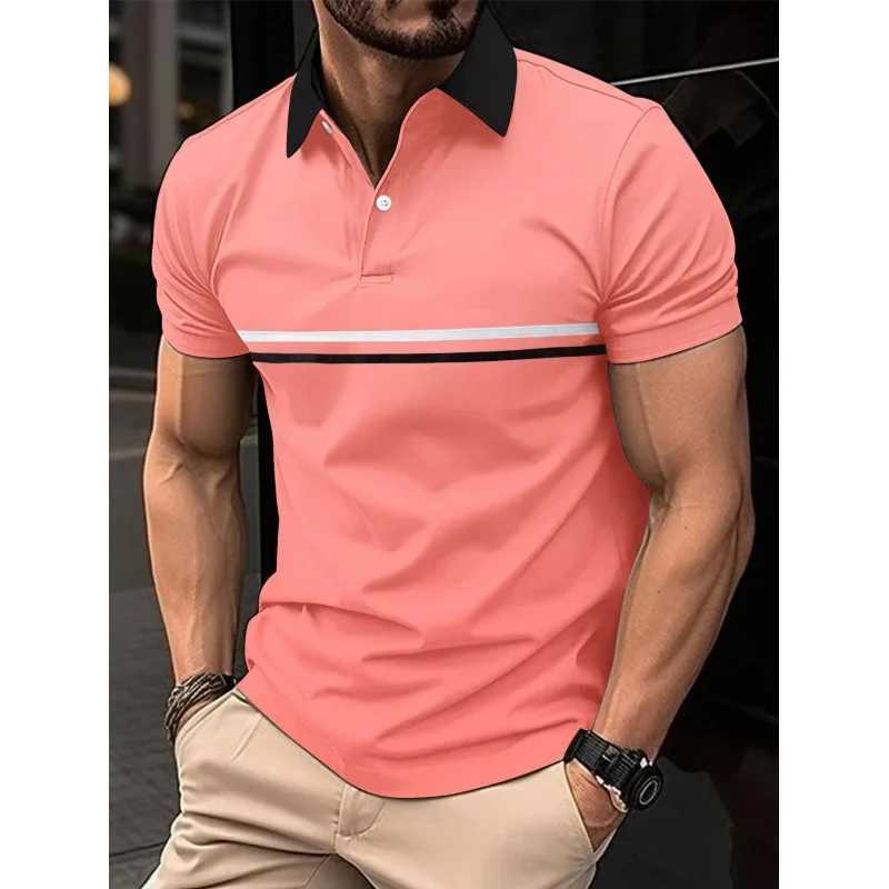 New European and American Mens Summer Daily Leisure Sports Checkered Print Flip Collar Short Sleeve Polo ShirtXJ250108