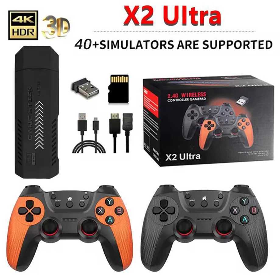 New X2 tra Gaming Stick 4K 3D HD Retro Video Game Console Wireless Controller TV Game Console 256G 58000 Retro Games Christmas Gift Y241029