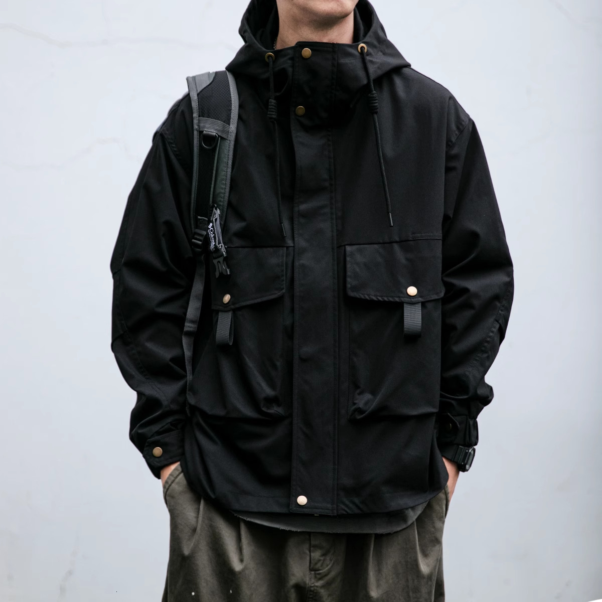 Japanese Streetwear Outdoor For Men Clothing Haruku High Quality Multi Pocket Functional Coat Casual Hooded Jacket Male