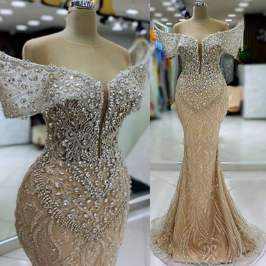 Ebi Aso Plus Size Illusion Mermaid Prom Dress Beaded Crystals Evening Formal Party Second Reception Th Birthday Engagement Thangiving Gowns Dresses