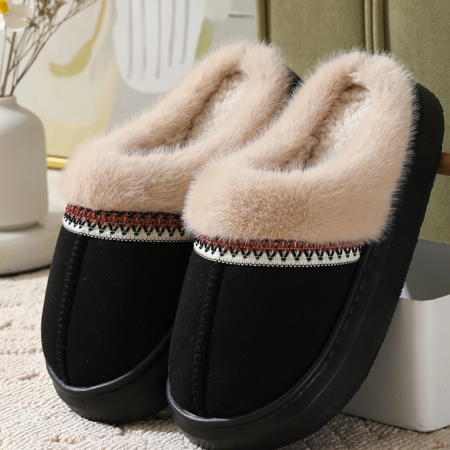 free shipping designer shoes mens flat sandals for women fury slippers winter cotton slippers warm thick soled home thick plush slippers sliders slide