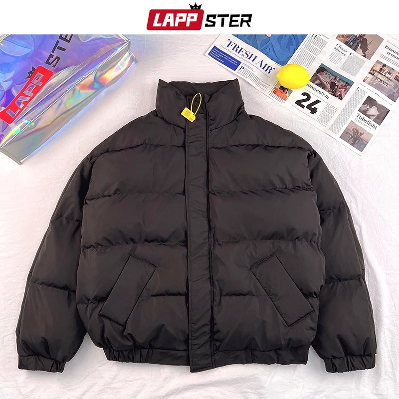 LAPPSTER Waterproof Winter Coat Y2k Solid Harajuku Puffer Jacket Men Oversized Black Bubble Korean Fashions Hooded Parkas 241024