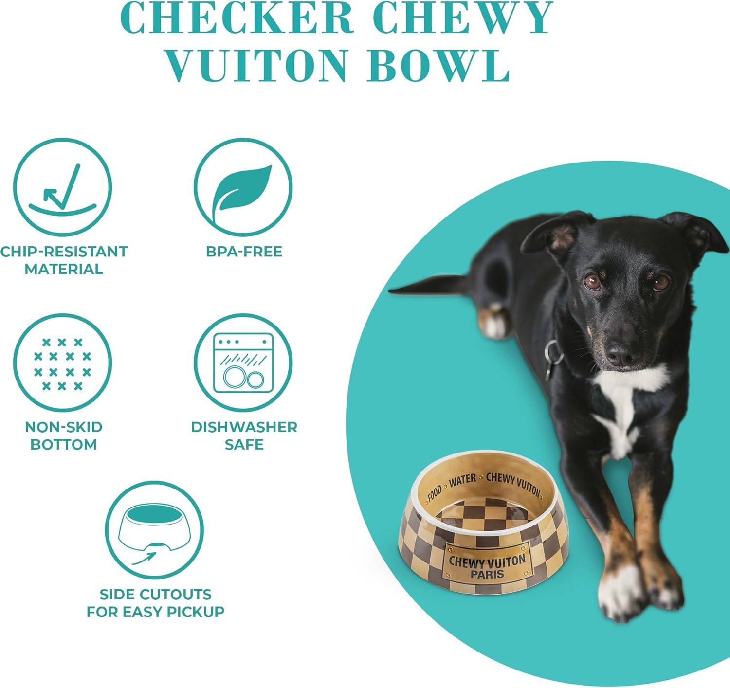 Lanjia Designer Bowl And Placemat Pet Food Water Bowls Melamine Non Slip Skid Proof Heavy Duty For Small Medium Large Dogs Cats Puppies Style Brown J 
