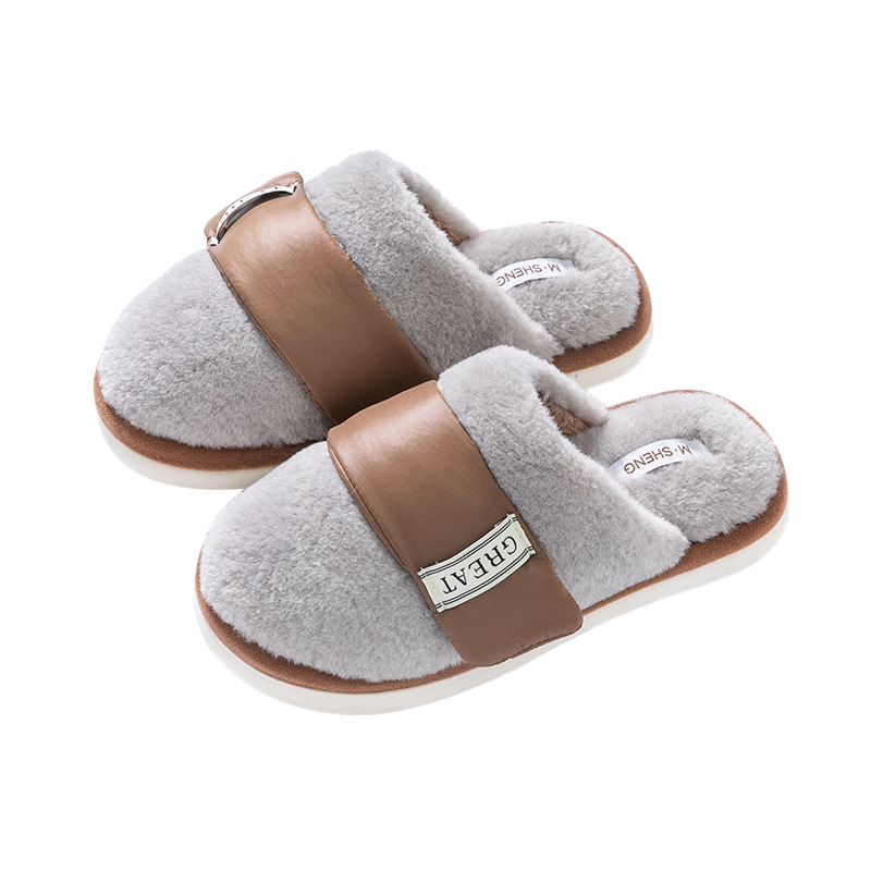 2024 New Velcro Hairy NEW hot for Women, Autumn and Winter, Indoor Home Use with Veet Warmth, Couple Cotton Slippers