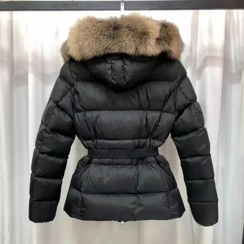 Womens Doudoune Femme Coats Winter Down Jcket Fur Hooded Coats Long Warm Outerwear Big Pocket With Belt Jacket Women boed short Down Jacket