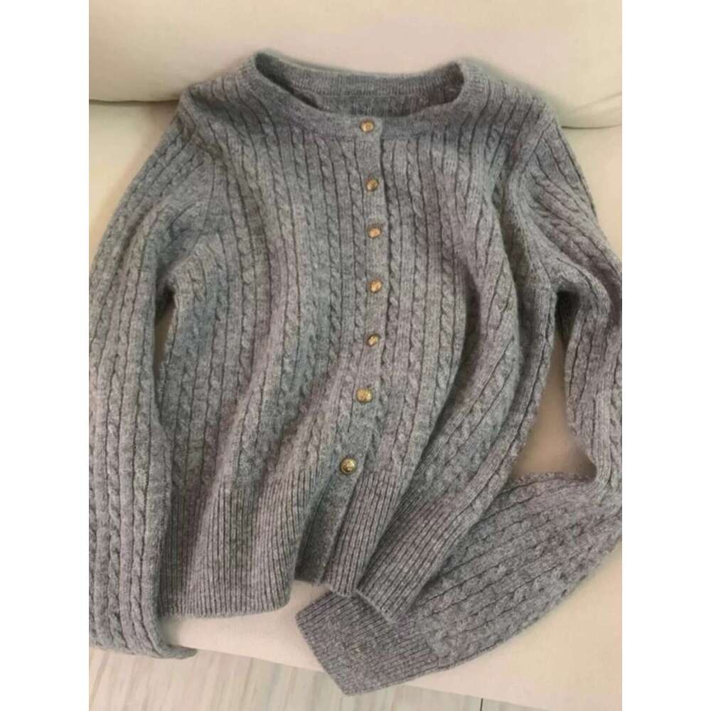 This Year's Popular Round Neck Twist 100 Pure Cashmere Cardigan Coat Female Autumn And Winter Loose Thick Sweater Knit Top