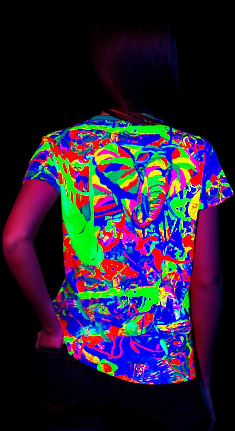 Mens T shirt Ultraviolet Fluorescent Handmade Art Neon Blacklight Reactive Print Women tee Casual tops summer clothes Trendy patterns