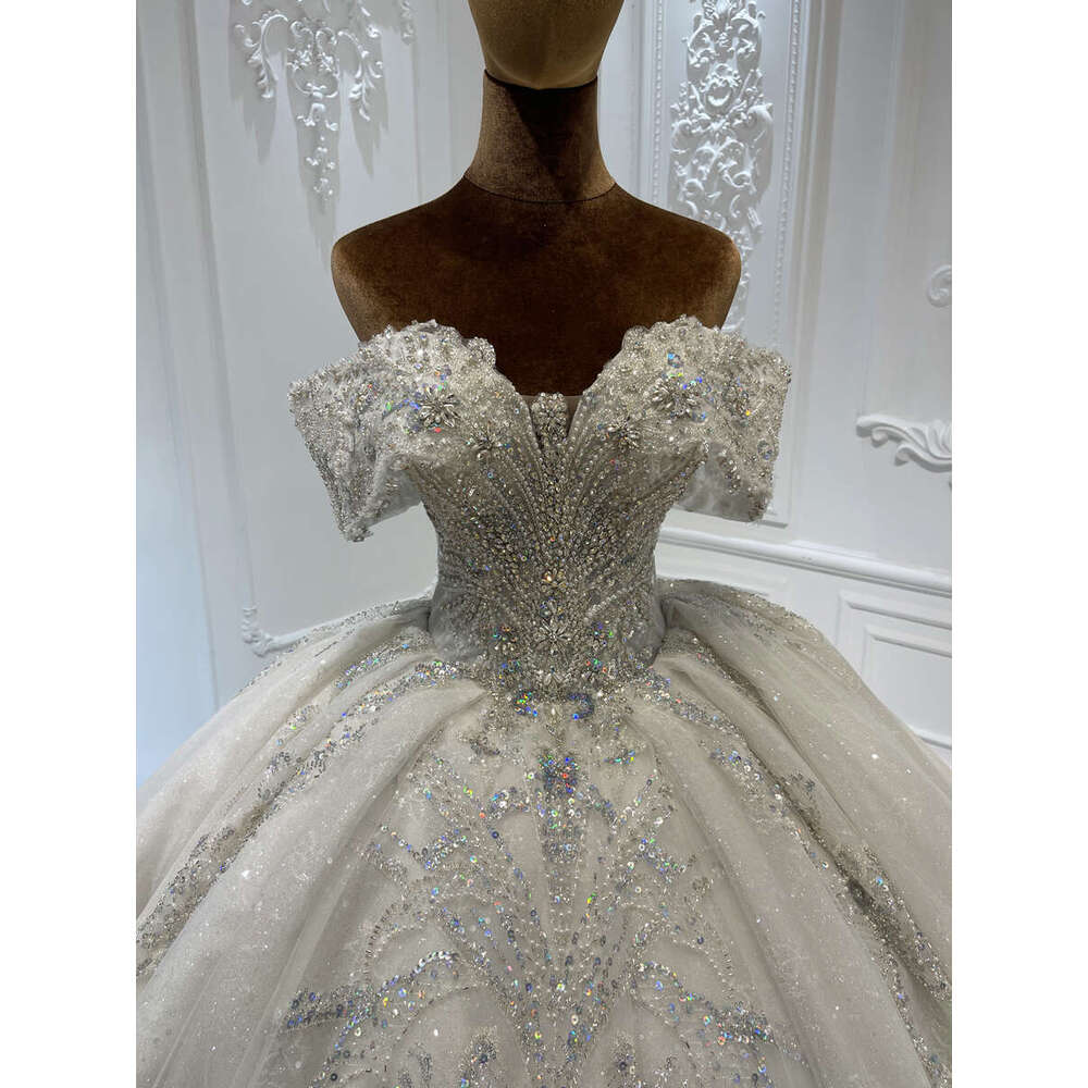 Colorful Beading Off The Shoulder New Design Bridal Ball Gown Wedding Dress
