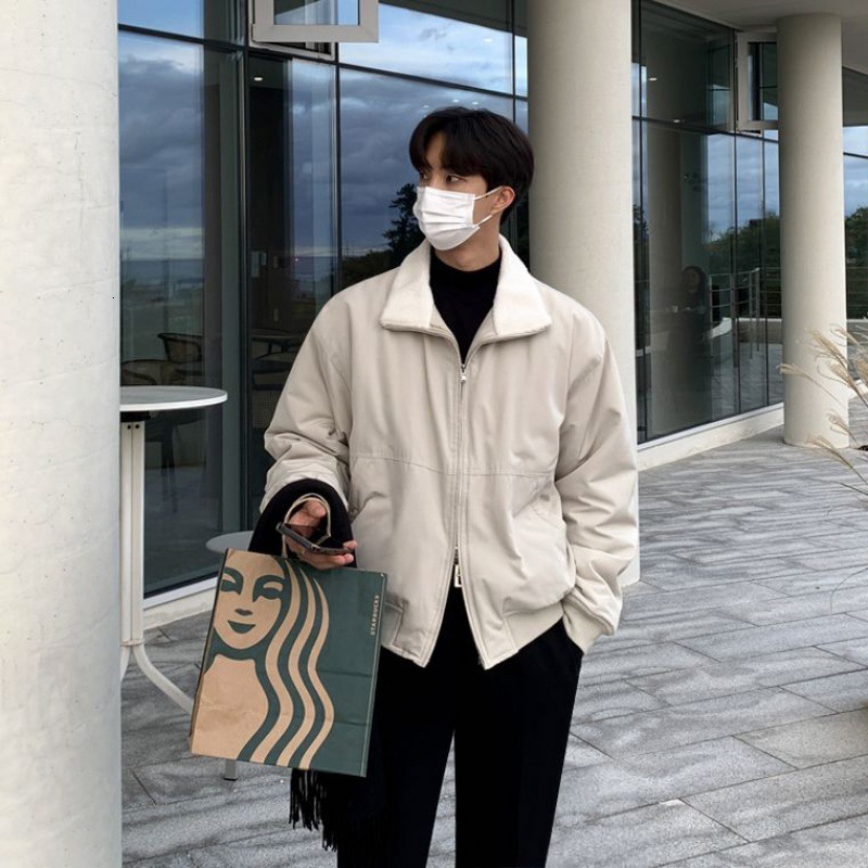 2024 new designer Korean collar men's winter fashion loose faced cotton jacket