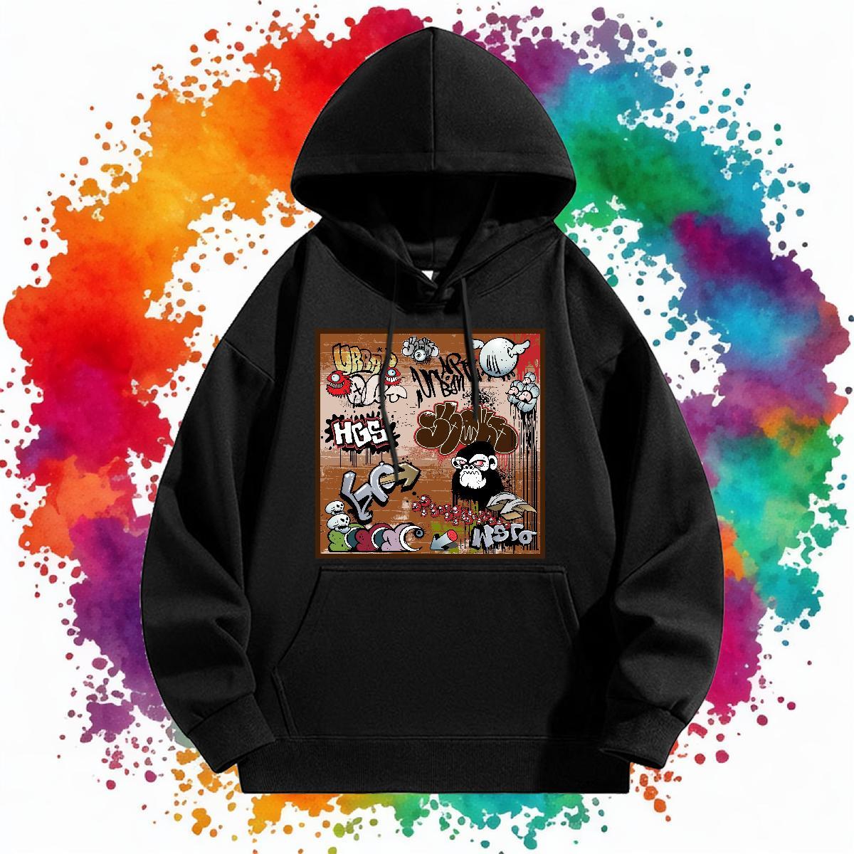 2024 Men Hoodie Breathable Hooded Collar Loose Couples Hoodie Custom Printed Wear Street Casual Warm Fleece