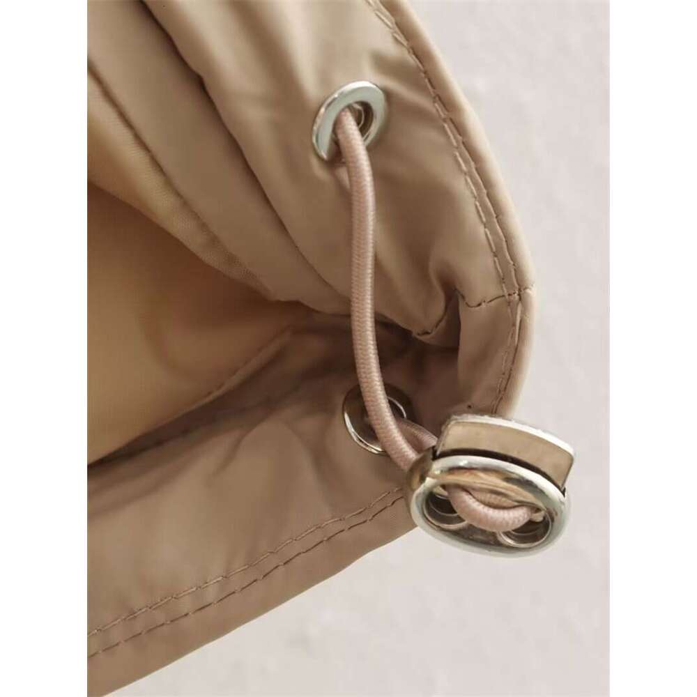 TRAFZA Women Fall Winter Padding Five-Color Horn Buttons Zipper New 2024 Fashion Energetic Simple Long Coat