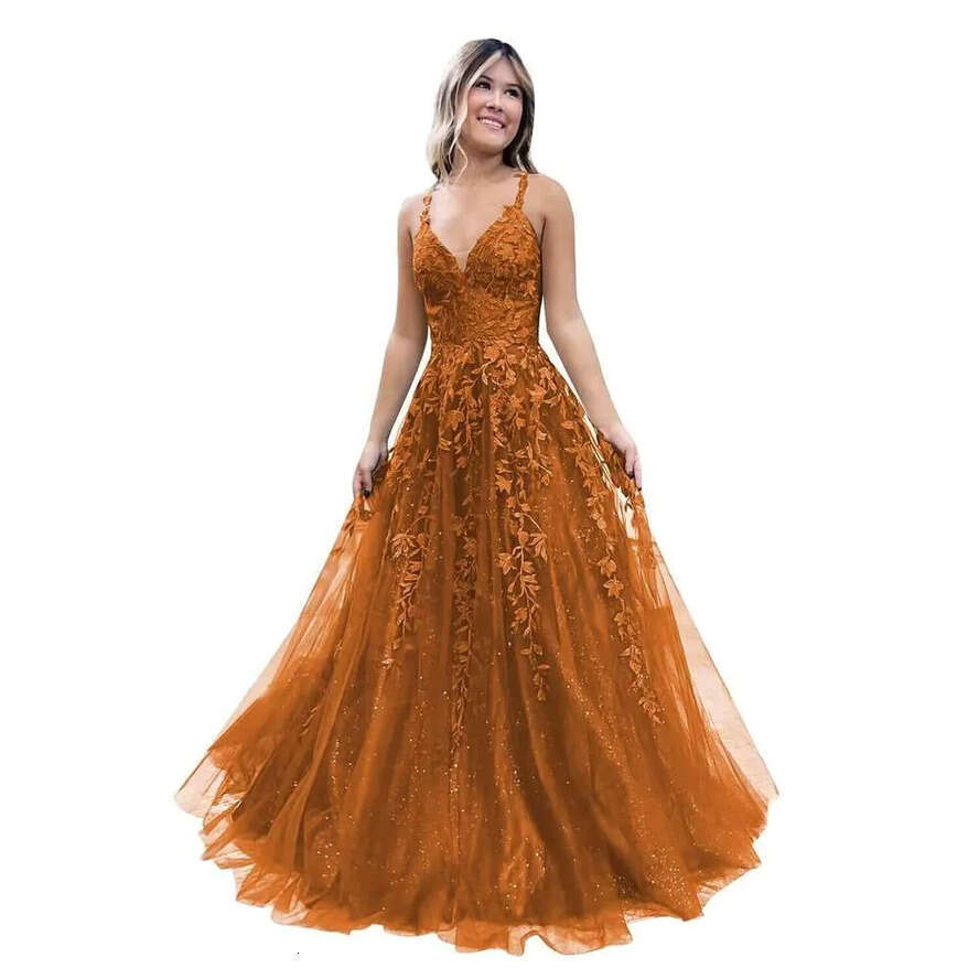 Tulle 2024 Applliques A E Ball Gown Spaghetti Strasp Formal Dresses For Women Prom AMZ Bc12342