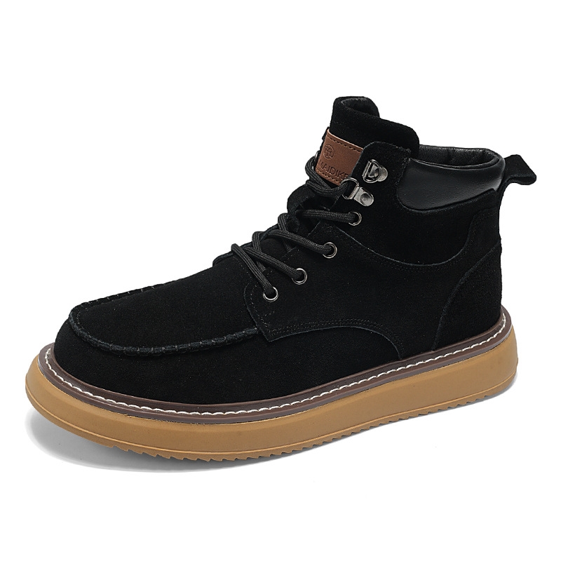 Men's high cut thick soled Martin boots in autumn and winter, British trendy outdoor workwear short boots, versatile yellow men's boots 4 wt