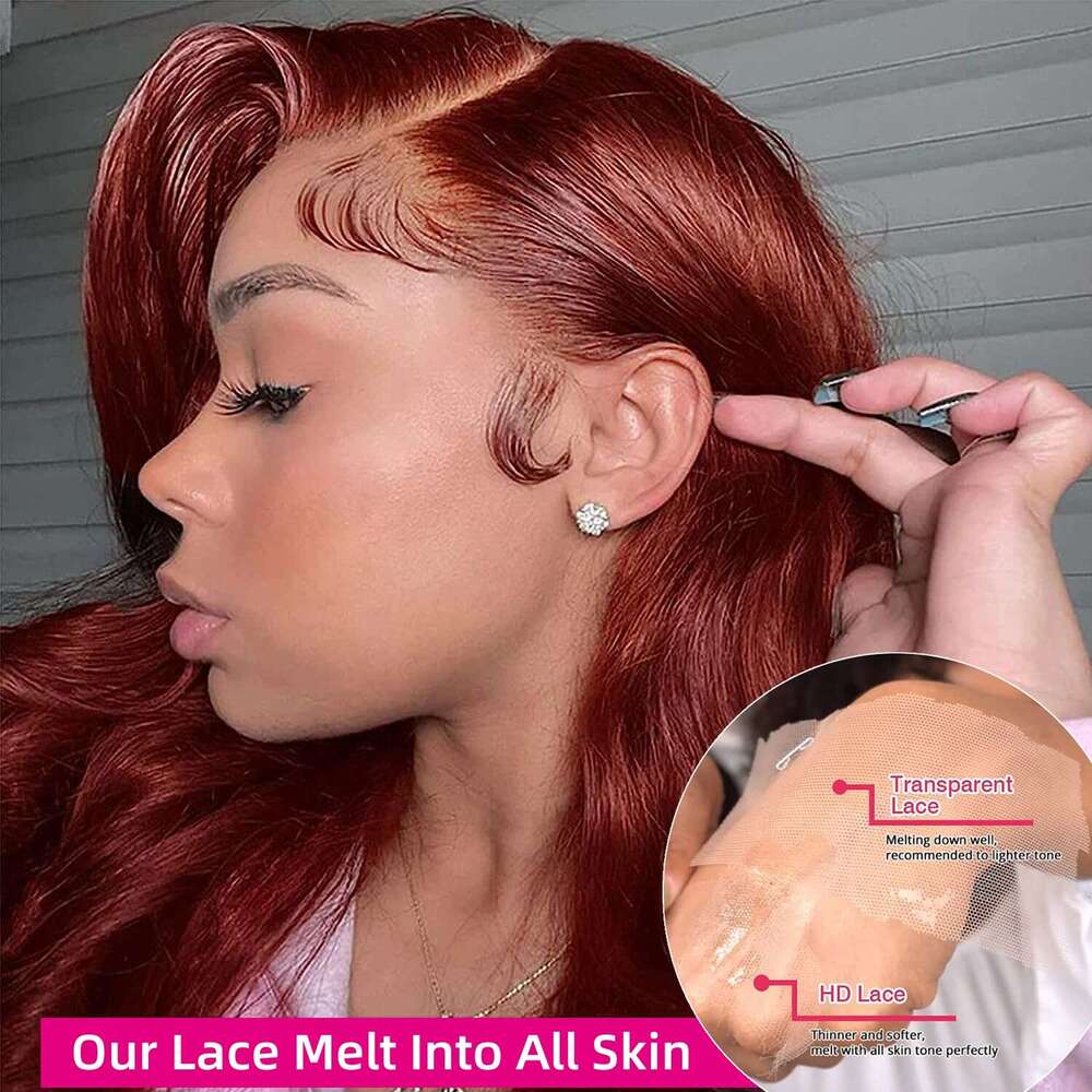 Reddish Brown Straight x Hd Lace Frontal Human Hair Wig Pre Plucked Brazilian Wigs For Women