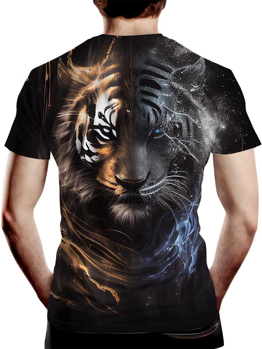 Mens T shirt Casual Lion Tiger Wolf Print T-Shirts for Men Novelty Animal Graphic Shirt with Short Sleeve tee Casual tops summer clothes