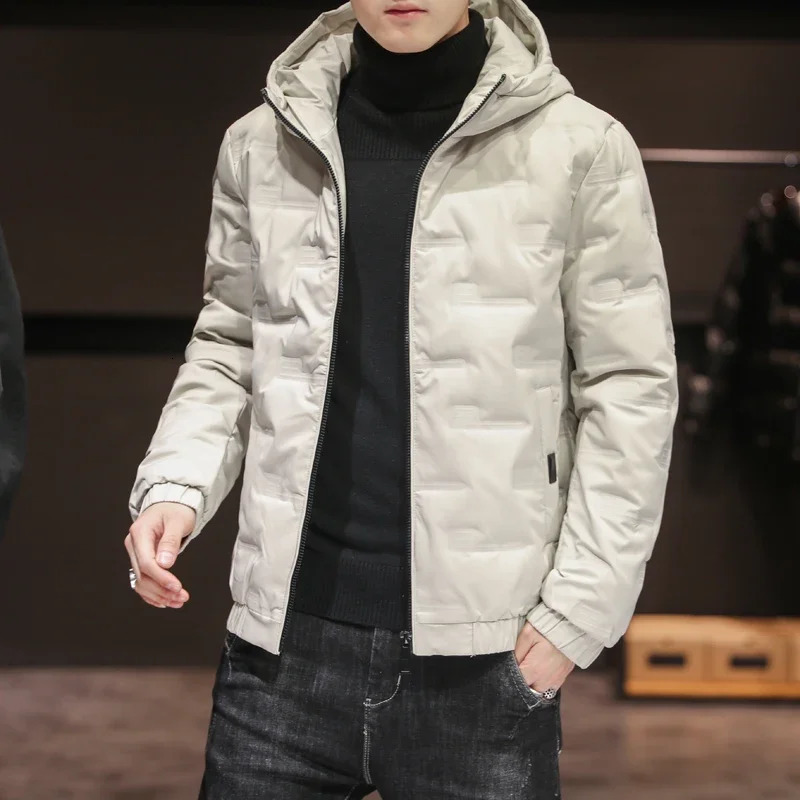2024 Mens Winter Jacket Fashion Casual Thickened Down Cotton Warm Parkas Male Allmatch Lightweight Coldproof Hooded Coat 241024