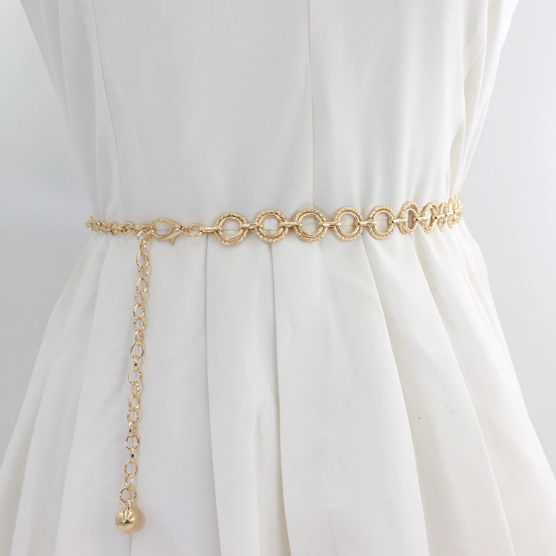 Fashion Circle Metal Waist Chain Belt WomenS Gold Silver Waistband Hip Hop Style Belts Dress Accessories Cinturon Mujer 241028