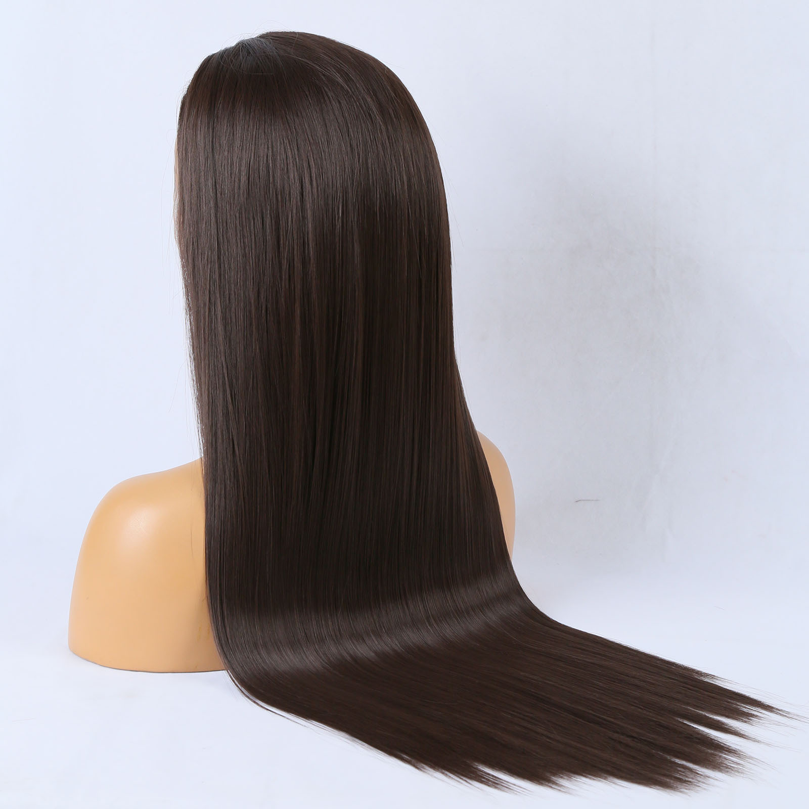 RDY Dark Chocolate Brown Silky Straight Synthetic Lace Front Wig Glueless Brunette Hair Frontal Wigs for Women Daily Use Party