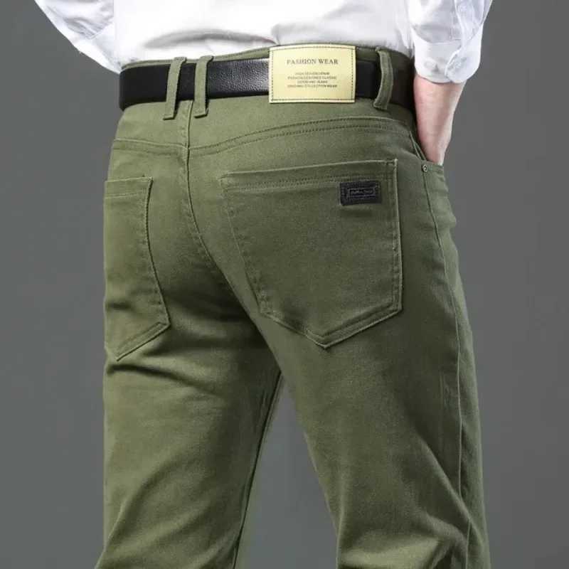 Classic style 3-color autumn mens ultra-thin brown jeans high-quality business casual high stretch denim pants mens brand Trouser W241028
