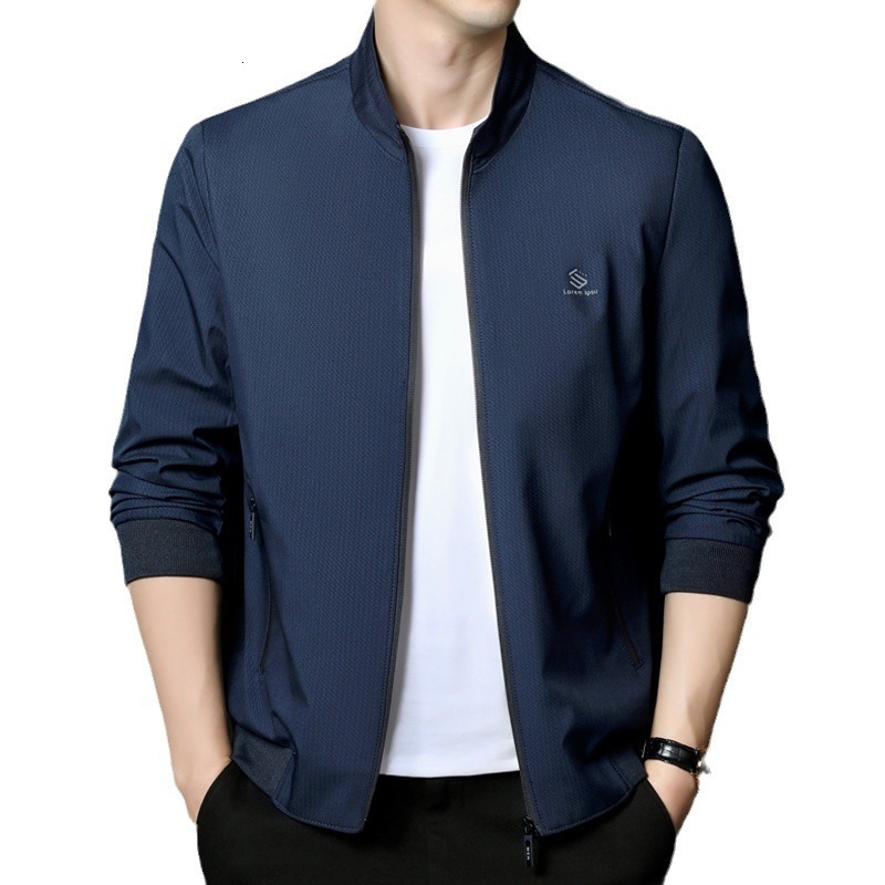 2024 autumn and winter new designer lightweight stand up collar business casual jacket for middle-aged and young men, loose top trend