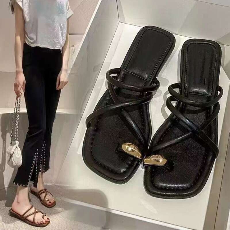 Women Slipper Woman Summer Flat Heel Roman Shoes Low Heels Sandals Footwear 2024 Women's Gladiator Open Toe Beach Ladies