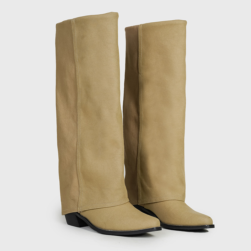 Women Fashion Boots:Pointed Toe Winter Versatile Trendy Spicy Girl Wear Stylish,Black/Khaki,Free shipping
