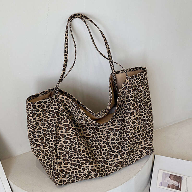 Capcity Large Leopard Printing Canvas Handbag For Women Shoulder Female New Fashion Designer Shopping Casual Tote Bag